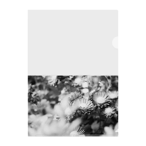 モノクロフラワー（キク） Clear File Folder