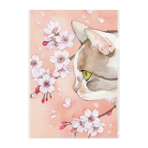 桜と三毛猫 Clear File Folder