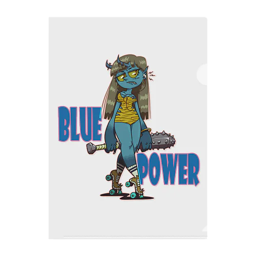 “BLUE POWER” Clear File Folder