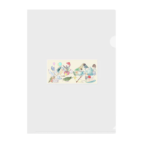 【ぱーてぃー 5】インコ 文鳥 鳥 Clear File Folder