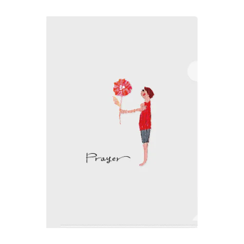 「Prayer」花と少年 Clear File Folder