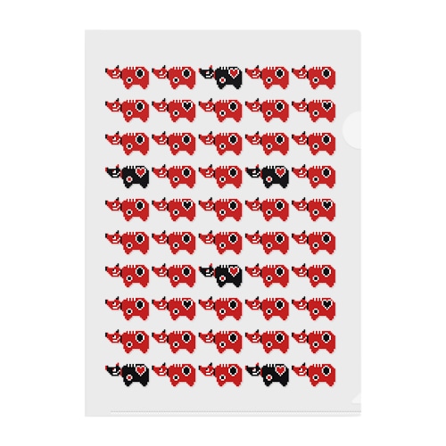 ドット絵赤べこ軍団 Clear File Folder
