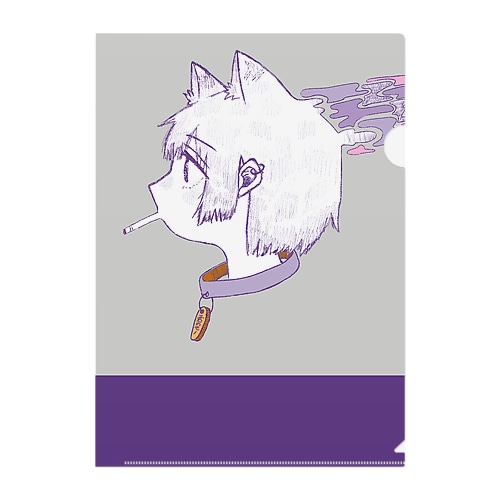 タバコと猫耳ー名前書くスペースがあるよー Clear File Folder