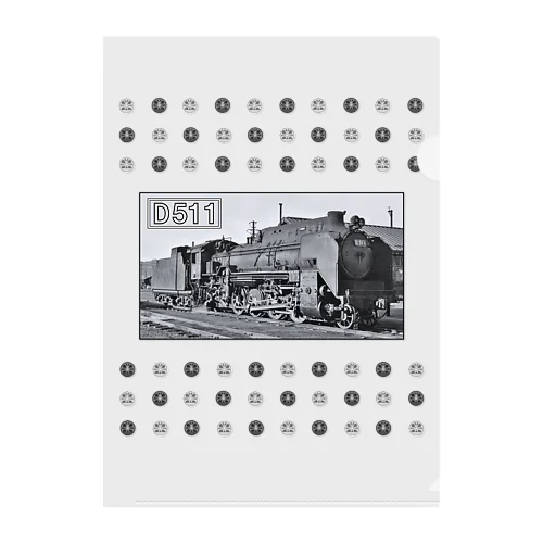 D51形蒸気機関車１号機 ＋動輪のドット （モノクロフォト） Clear File Folder