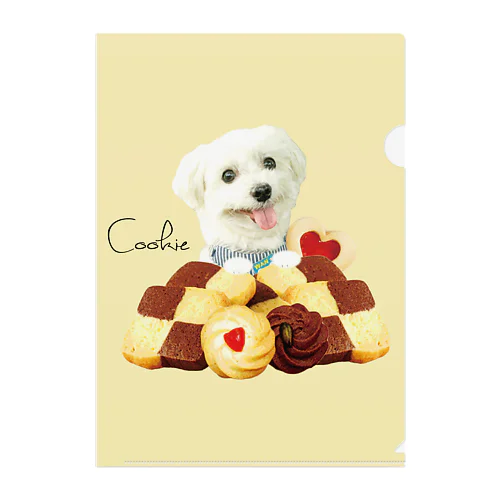 Cookie クリームイエロー＆ホワイト Clear File Folder