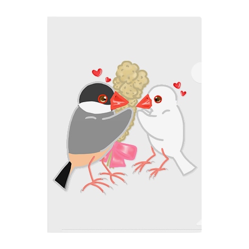 粟穂をプレゼント 桜&白文鳥 Clear File Folder