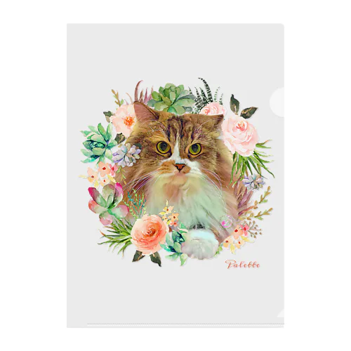 猫カフェラグドールぱれっとflower Clear File Folder