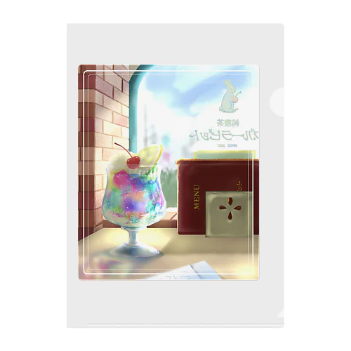 純喫茶ブルーラビット　窓辺の風景 Clear File Folder