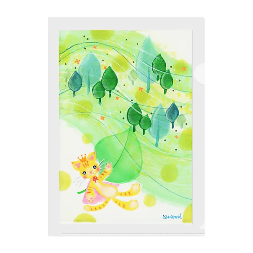 cat prince green Clear File Folder