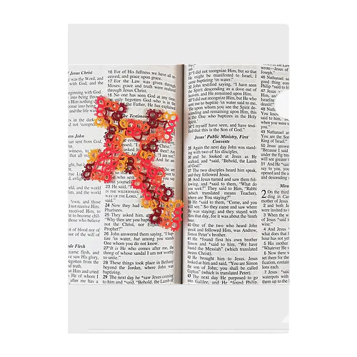 Tatting Lace Cross Bookmark|Orange Clear File Folder