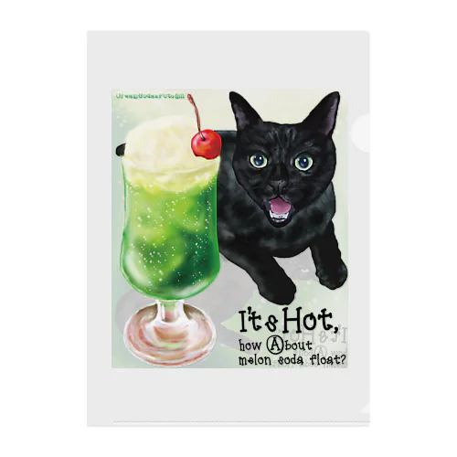 クリームソーダと黒い猫 Clear File Folder