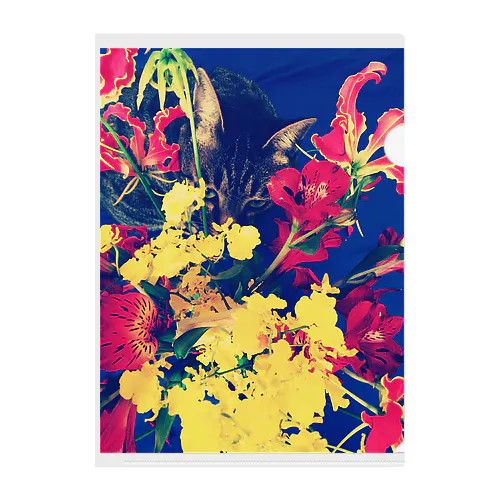猫と花 クリアファイル