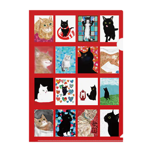 赤い猫の窓 クリアファイル