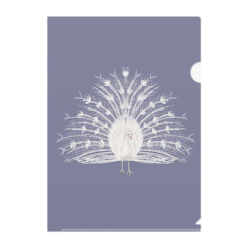 White Peacock Clear File Folder