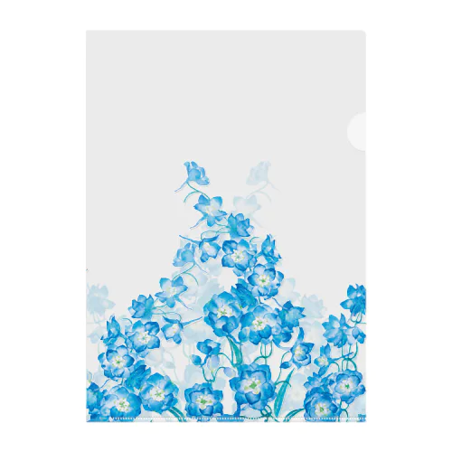 咲き乱れる青い花 デルフィニウム クリアファイル