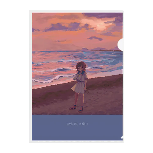 夕方の浜辺を歩く② Clear File Folder