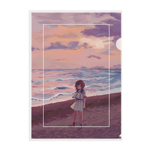 夕方の浜辺を歩く③ Clear File Folder