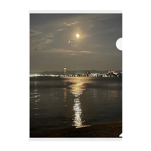 琵琶湖の満月 Clear File Folder