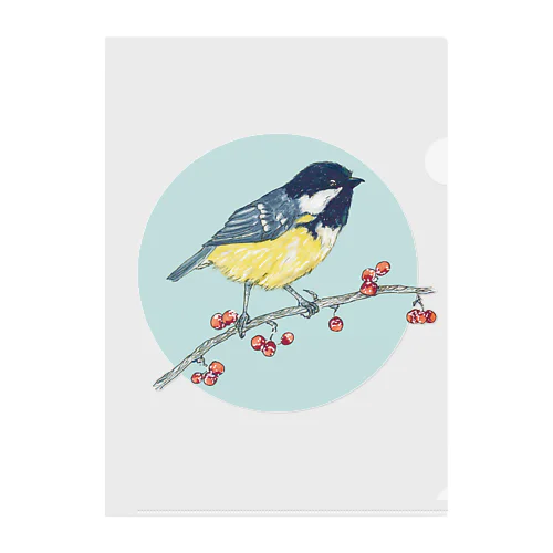 ベリーと鳥 (Great Tit) Clear File Folder