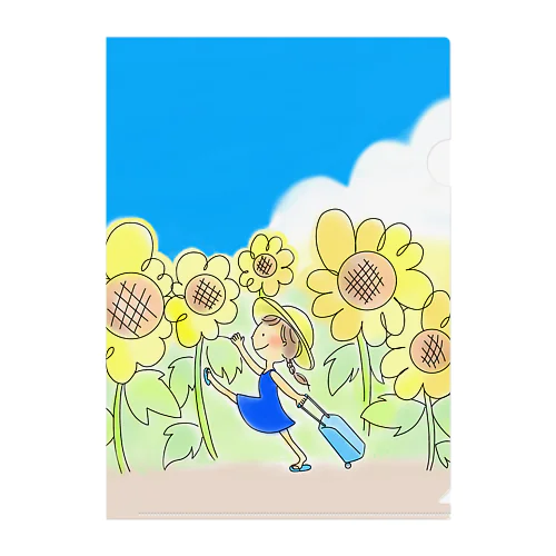 向日葵の女の子（薄色） Clear File Folder