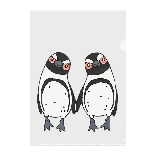 手繋ぎケープペンギンのカップル🐧❤️🐧 Clear File Folder