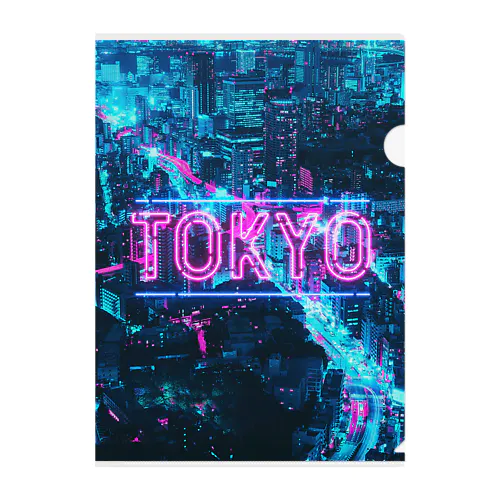 Synthwave 東京夜景 クリアファイル