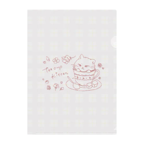 Teacup Kitten  (rose Ver.) Clear File Folder