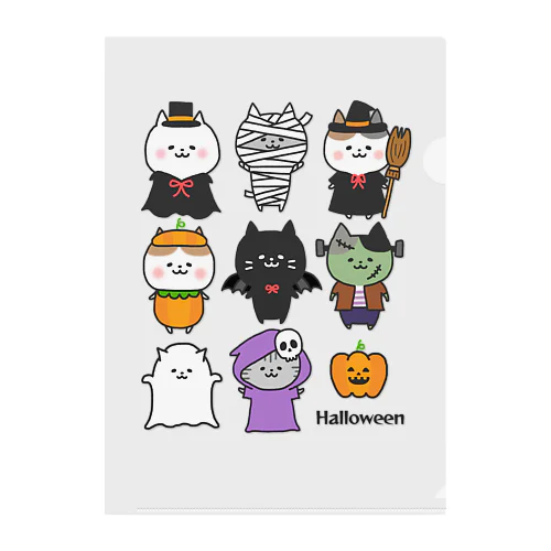 Halloween🎃ねこさん2 Clear File Folder