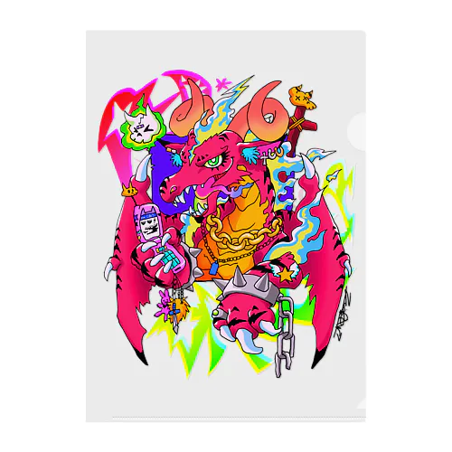 ⚡️💖Kawaii Punk Dragon 💖⚡️ Clear File Folder