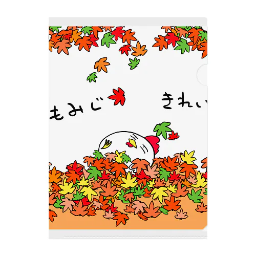 ニワトリと紅葉 クリアファイル