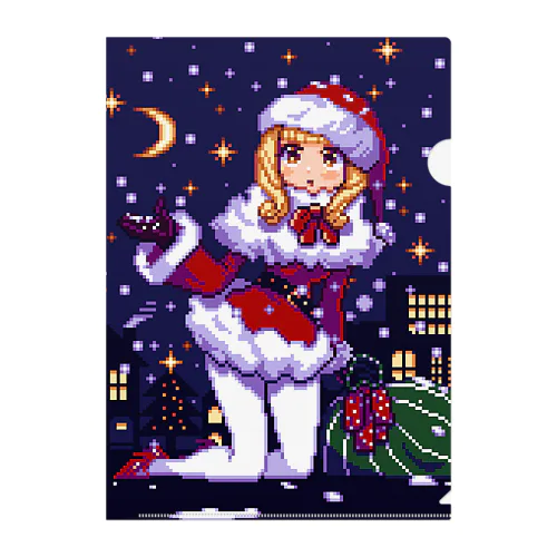 【ドット絵】クリスマスガール Clear File Folder