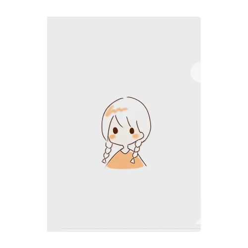 三つ編み女の子(オレンジ色) Clear File Folder