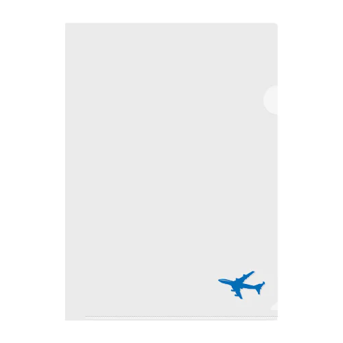 Blue Flying Airplane Clear File Folder