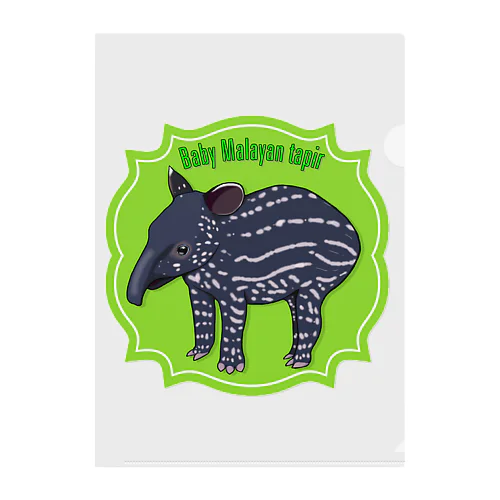 Baby Malayan tapir(マレーバクの子供) クリアファイル