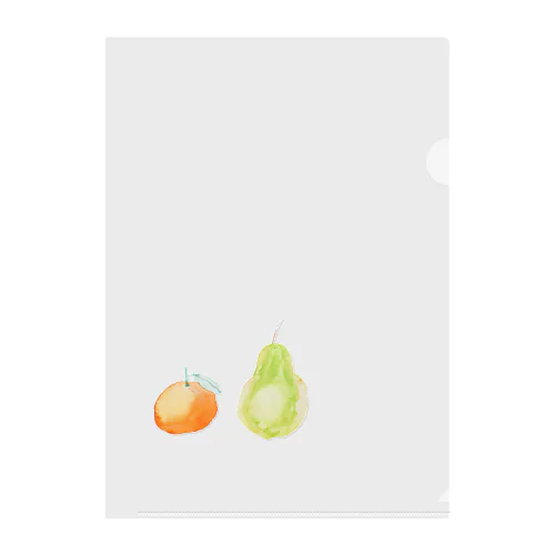 水彩 オレンジと洋なし Clear File Folder