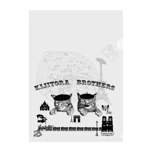 KIJITORA BROTHERS🐱Donation Items for cats きじとら兄弟🐱ひげねこ🐱凱旋門 エッフェル塔 ノートルダム大聖堂🐱 Clear File Folder