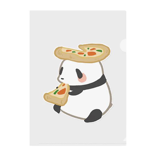 ピザを食べてご満悦のパンダ クリアファイル