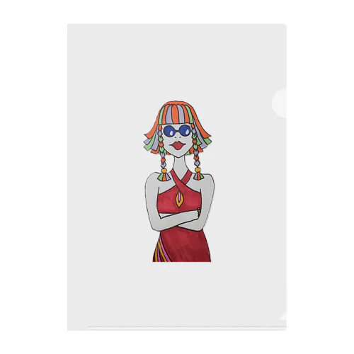Colorful Hair Woman No.3 Clear File Folder