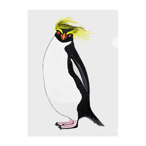 　風に吹かれるイワトビペンギンさん(文字無しバージョン クリアファイル
