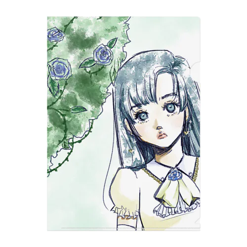 青薔薇と少女 Clear File Folder