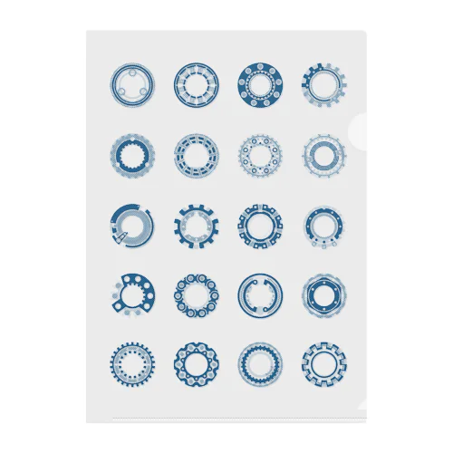 青色機械要素柄 クリアファイル（トーンドット） クリアファイル