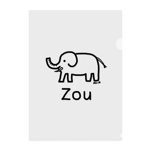 Zou (ゾウ) 黒デザイン Clear File Folder