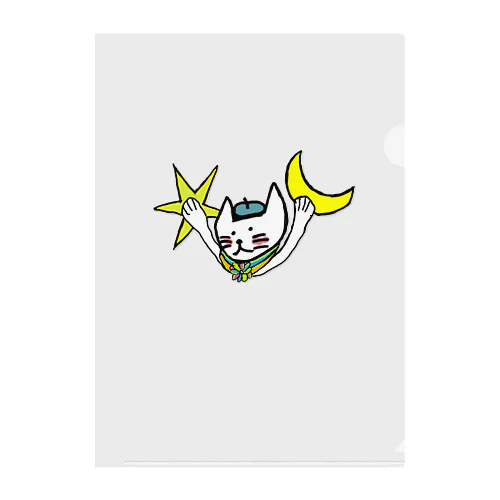 Neconeko ムーン&スター Clear File Folder