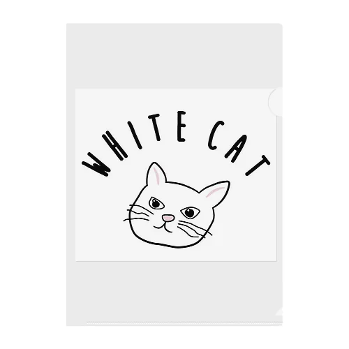 White cat Clear File Folder