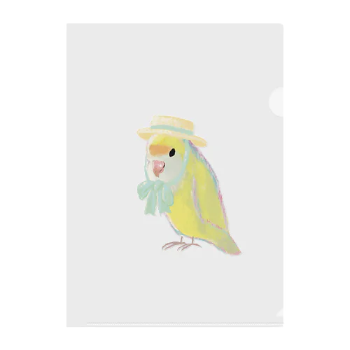 麦わら帽子のコザクラインコ（クリーム） Clear File Folder