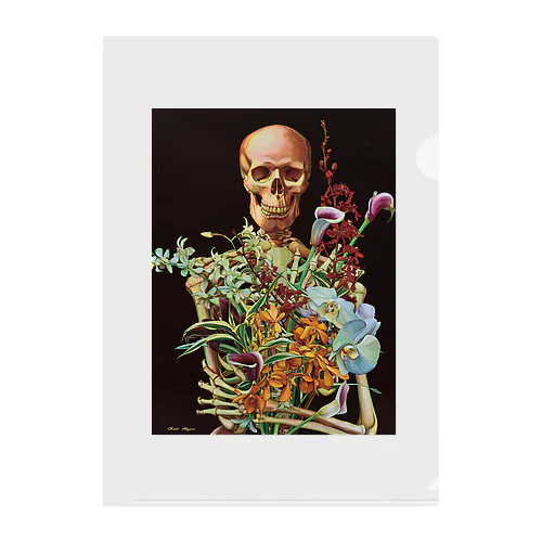 骸骨と花 クリアファイル