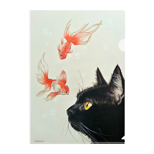 金魚と黒猫 Clear File Folder