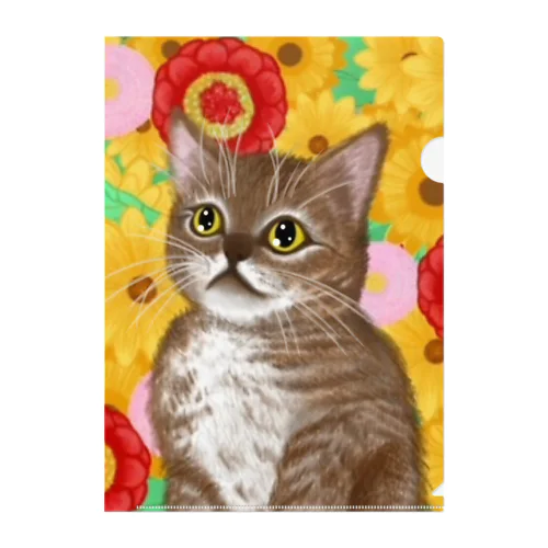 ねこ 花×華  Clear File Folder