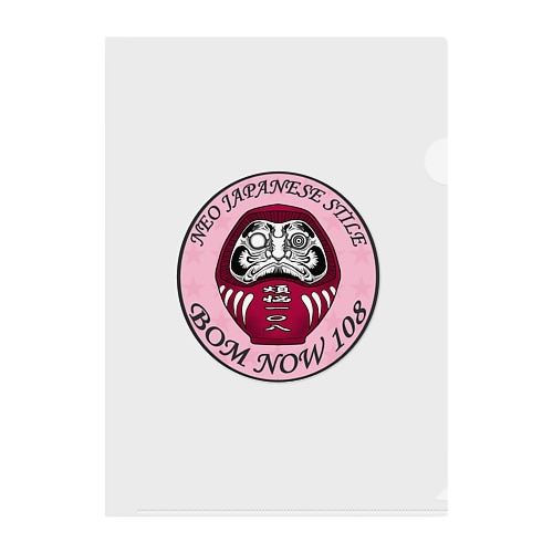 隈取り達磨ピンク背景 Clear File Folder