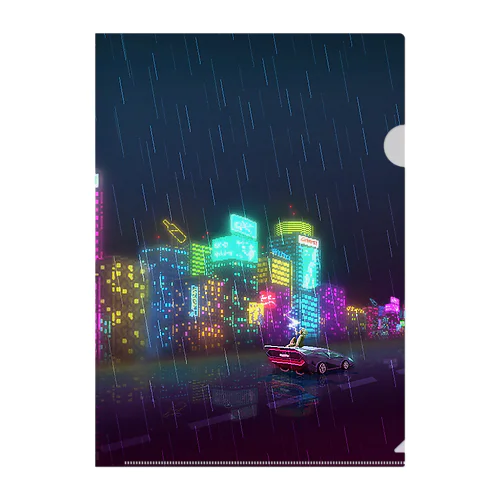 Cyberpunk City Clear File Folder